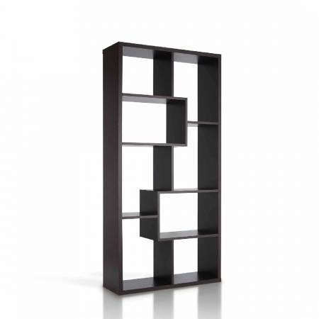 Геометрические строительные блоки образуют книжные шкафы.